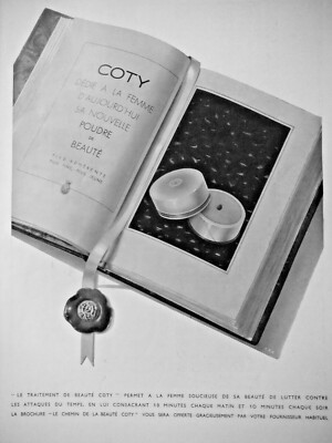 PRESSEWERBUNG 1936 COTY SCHÖNHEITSPULVER DER FRAU VON HEUTE GEWIDMET