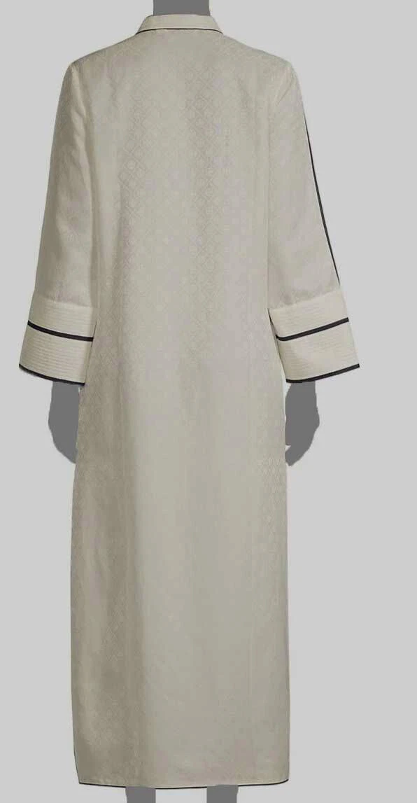 Tunica in cotone Tory Burch da donna avorio jacquard logo in seta trapunto $598 taglia XS