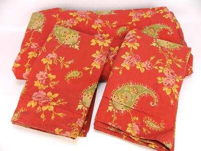 Pottery Barn Florence Red Green Gold Floral Paisley Queen Duvet w Standard Shams