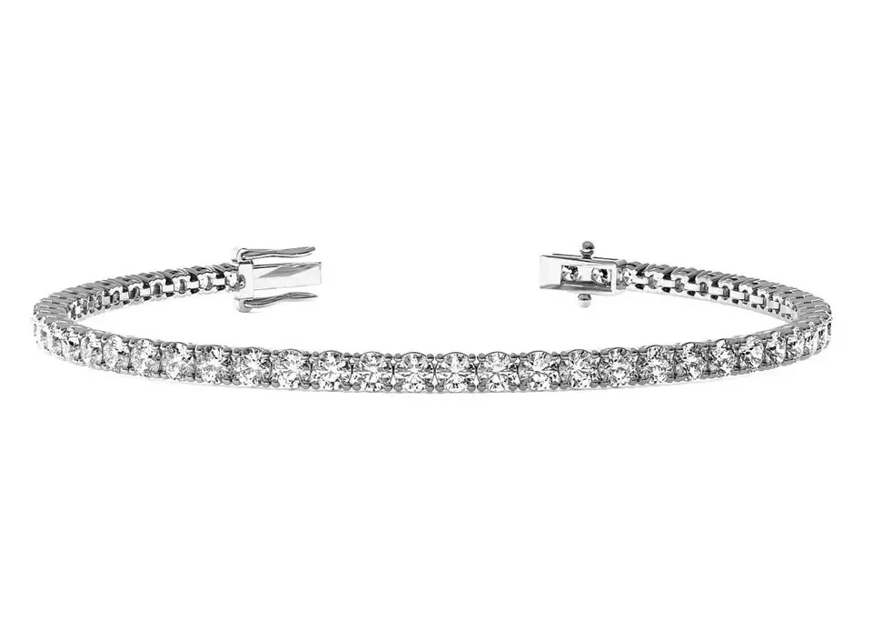 Brazalete de tenis de diamantes cultivados en laboratorio de corte redondo G/vs1 de 4,01 quilates de oro blanco de 14 k Foto 2 de 4