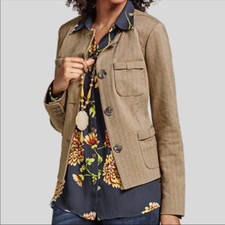 Cabi Womens Blazer M Penny Brown Herringbone Ponte Knit Button Down Style 3170