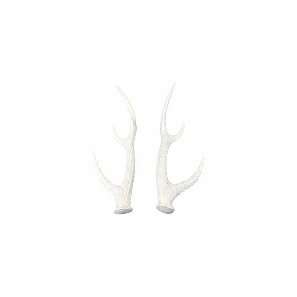 Hirschgeweih 2Er Set Ca. 13,5X12X40 Cm Weiß GläNzend Geweih Wildgeweih Wand Deko-image