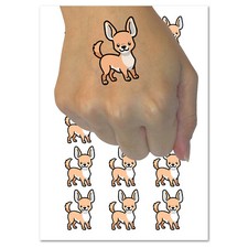 Chihuahua Standing Dog Temporary Tattoo Water Resistant Fake Body Art Set