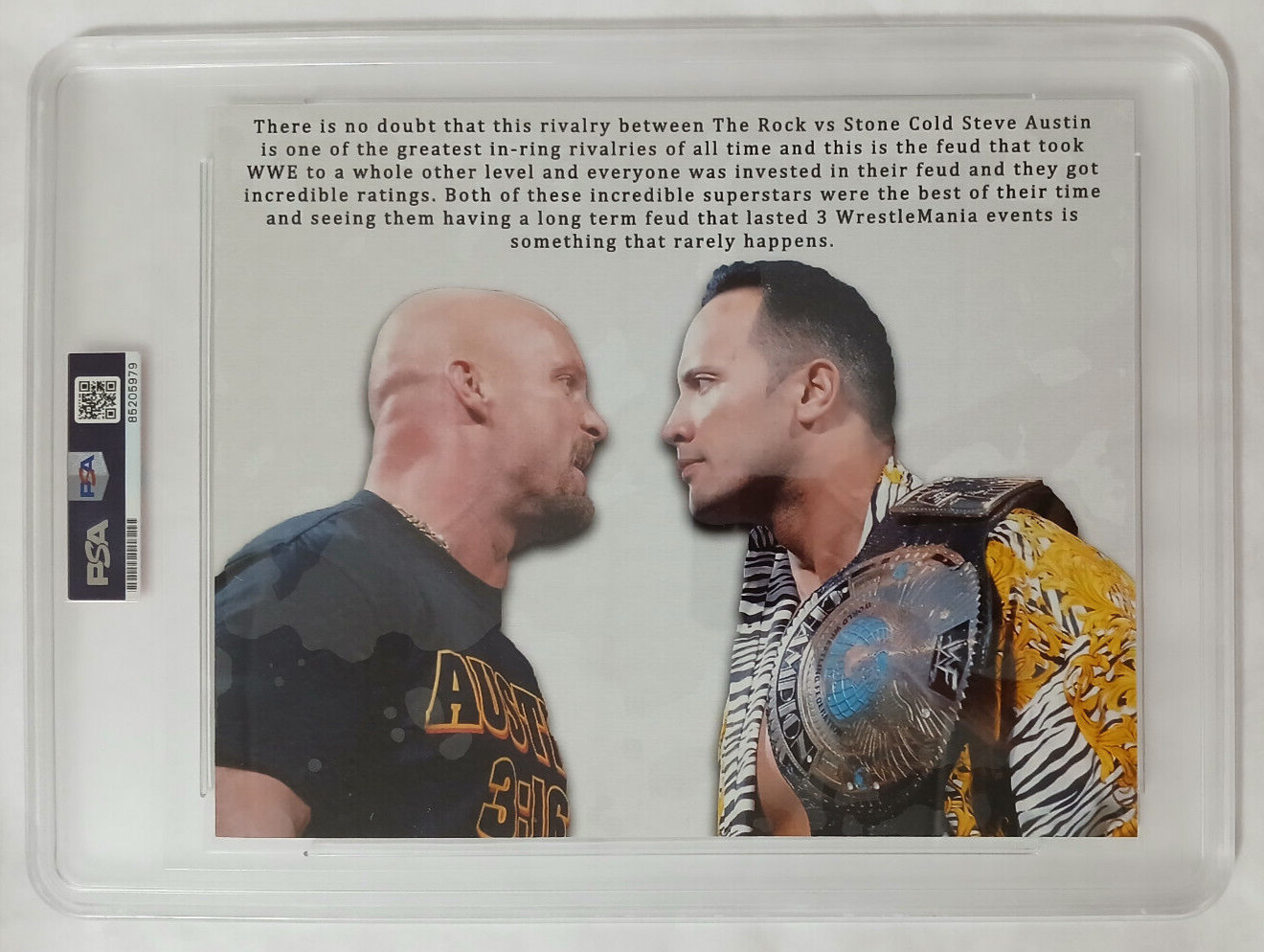 The Rock Dwayne Johnson Stone Cold Steve Austin PSA/DNA Dual Signature Auto Card view 3