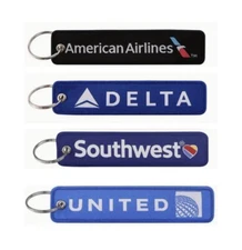 CREW LUGGAGE BAG TAGS Keychains ☆ Southwest, American, Delta, United Airlines!
