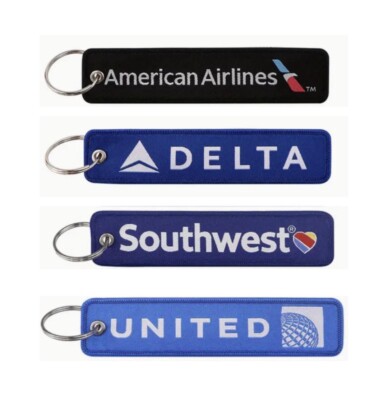 CREW LUGGAGE BAG TAGS Keychains   Southwest, American, Delta, United Airlines!