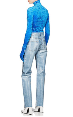 Balenciaga Blue Laminated Straight-Leg Jeans | Size W27 Balenciaga Blue Laminated Straight-Leg Jeans | Size W27