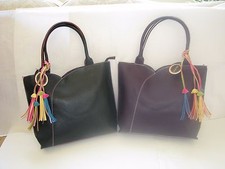 NEW-MELLOW WORLD BLACK,PURPLE LEATHERETTE,MULTI COLOR TASSELS PURSE DUST BAG