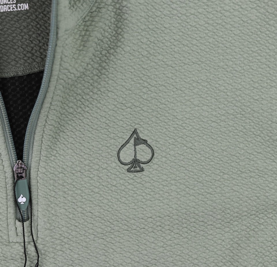 Pins & Aces Golf Co 1/4 Zip Pullover Mens Medium Green Textured