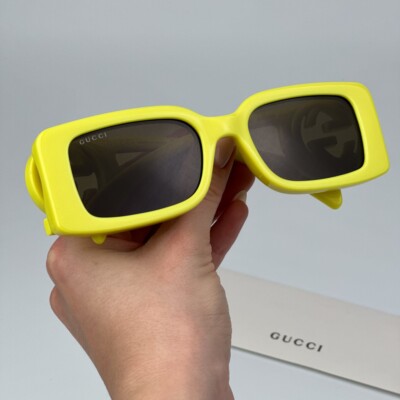 NEW Gucci GG1325S 007 Acid Yellow Brown Rectangle Unisex Sunglasses GG 1325S Gucci | Accessories | Brand New Gucci Gg325s 07 Acid Yellow  main image 2