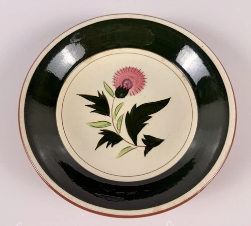 Stangl Pink Thistle 7-3/4" Coupe Soup Bowl 7-3/4" D Hand Painted 1950's 1960's