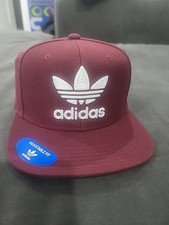 Adidas Trefoil Chain Snapback Mens Hat Burgundy Cap Classic New w/Tags