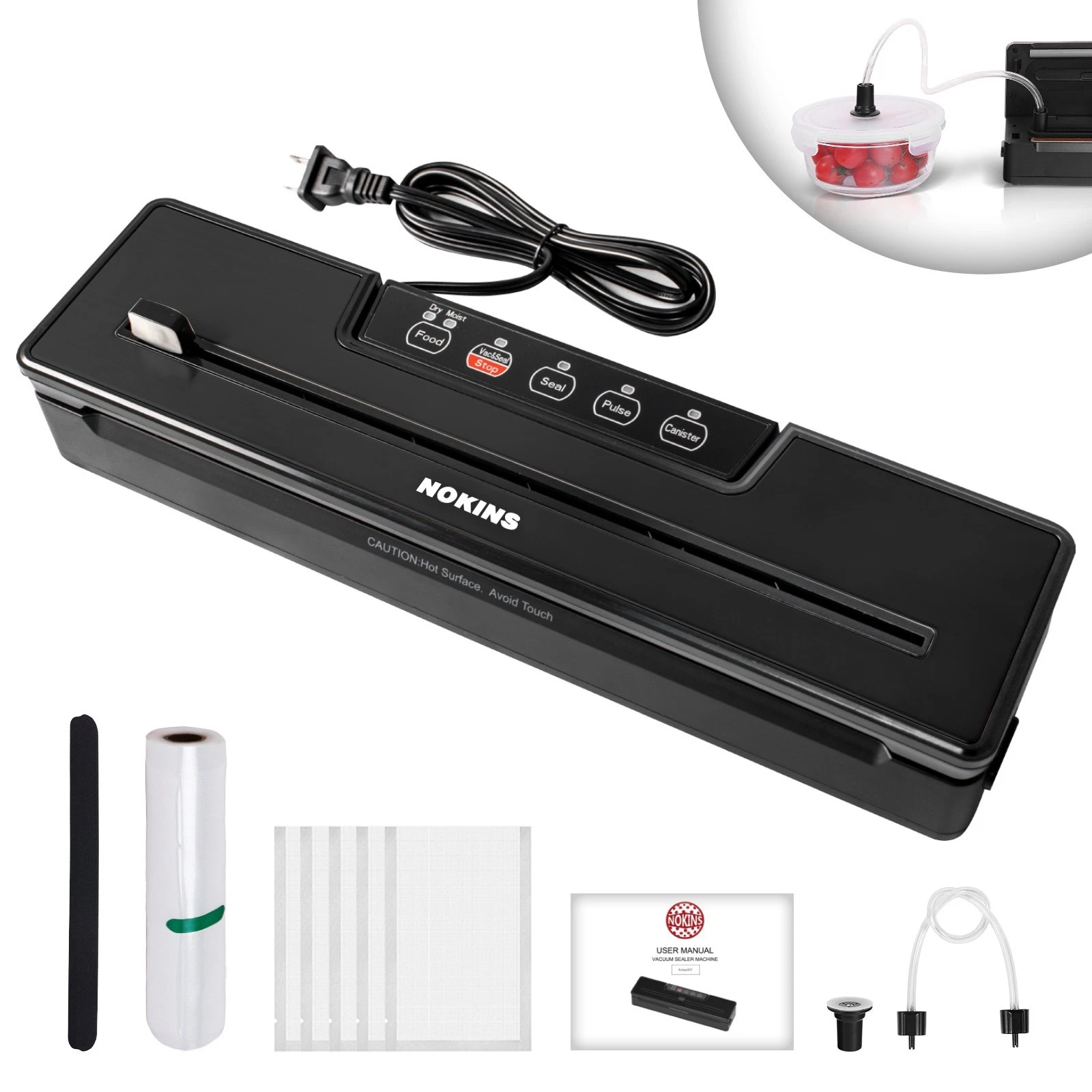 NOKINS 8-in-1 Food Vacuum Sealer Machine, Black