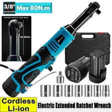 42V Volt 3/8" Cordless Electric Ratchet Wrench Kit W/ Battery&Charger High Speed