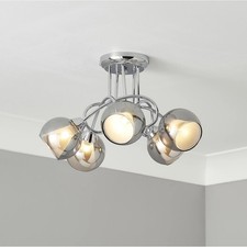 Elevate 5 Lamp Ceiling Light Smoked Glass Effect Chrome Modern Stylish