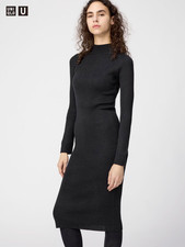 UNIQLO U 3D Knit Seamless Merino Blend Dress - Black - Size M Medium NWT Lemaire