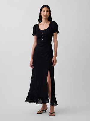 GAP - Sale - Embroidered Puff-Sleeve Maxi Dress - women dress