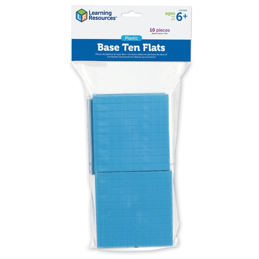 Learning Resources Base Ten Flats Set of 10 Plastic Teach Place Value Fractions