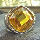 925 Sterling Silver Vintage Citrine Cocktail Ring Size 8