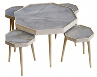 Grauer Holz Couchtisch Mit Beistelltischen Modern Und Elegant