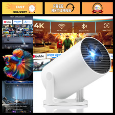 Portable Mini Projector with WiFi  Bluetooth, Built-in Apps, Compact Design