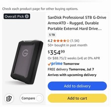 SanDisk 5TB G-Drive ArmorATD Rugged Portable External HDD Drive, Black