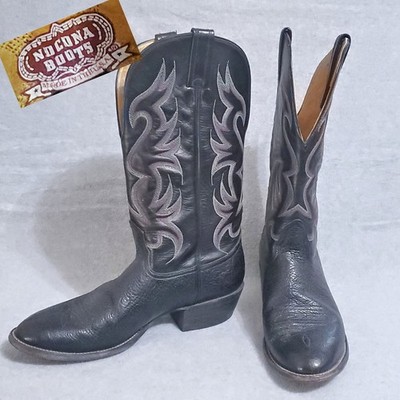 Vintage Nocona Boots Men’s 10.5 Black Leather Cowboy Western Boots Made in USA Nocona Western Boots Black Leather Cowboy Made in USA Men main image 3