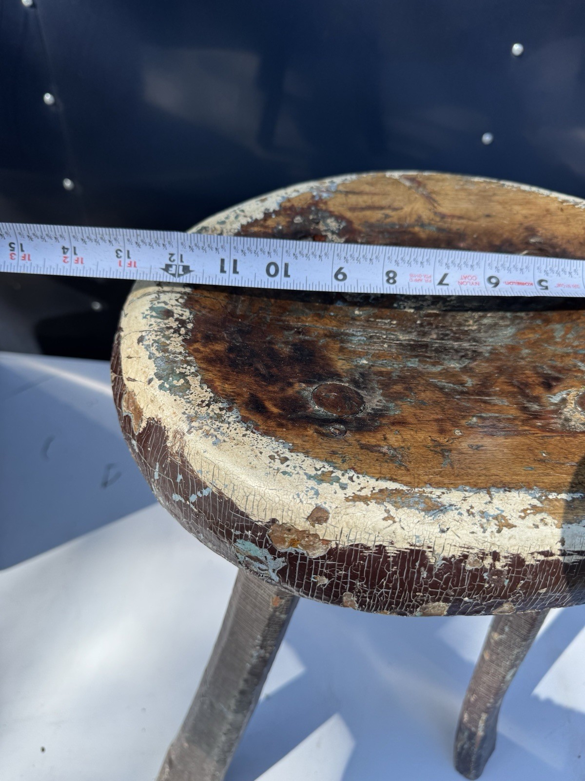 Antique Primitive 4 Legged Wood Milk Stool Rustic Farm Decor Old Paint Must See