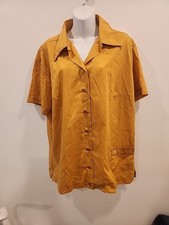 womens bowling shirt sz 44 70's king louie xl gold