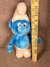 Vintage 1981 Smurf Plush Toy 12  Tall by Peyo Wallace Berrie Cartoon Character