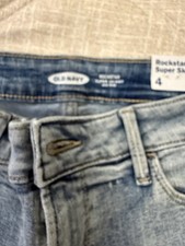 Old Navy Rockstar Super Skinny Mid-Rise Girls' Jeans Size 4 Medium Wash Blue