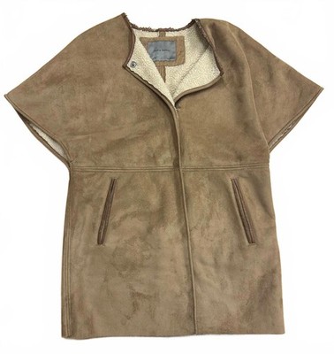 Vintage Y2K Zara Basic Damen Lammfell Faux Wildleder Cape Mantel