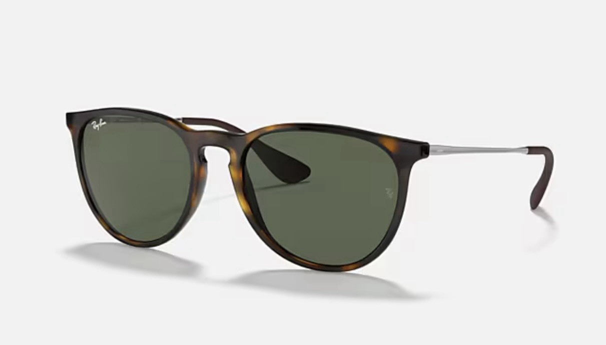 RAY-BAN ERIKA ROUND SUNGLASSES LIGHT BROWN HAVANA / DARK GREEN RB4171 710/71