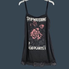 Women's Killstar Strap Tank XXL Dead Rose Flowers Gothic Punk Plants Lace Trim
