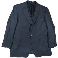 Vintage Brooks Brothers 100 Wool Navy 3 Button Blazer Size 46 Made In USA