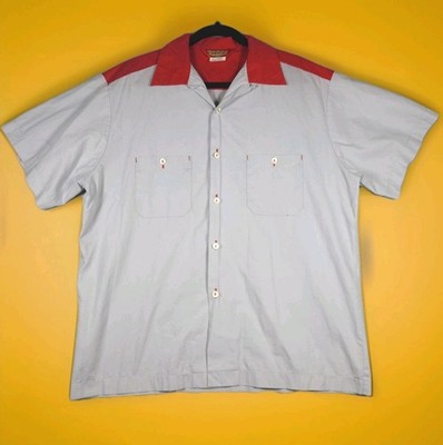 Route 66 Pontiac Shirt Mens XL Gray Red Genuine Parts Work Button Front Shop