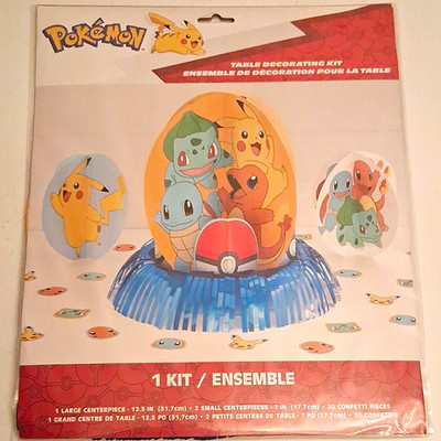 Unique Pokémon Party Table Decoration Kit w/ Centerpieces & Confetti, Birthday