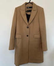 Zara Coat Manteco Camel Wool Blend Jacket Coat XS Xtra Small 6 8