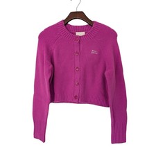 Cinq  Sept Rhinestone Heart Qui Qui Cardigan Cropped Plum Radish Small NWT 245