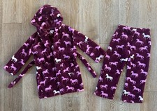 Hatley Girls Horse Print Robe And Pants Set Size L(6-7) EUC