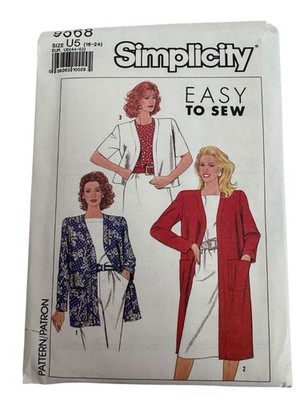 Simplicity Sewing Pattern 9568 Work Jacket Cardigan Style Work Career UC 16-24