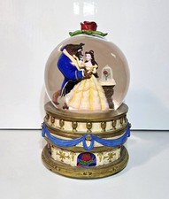 Beautiful Vintage Disney Store Large Beauty & The Beast Snow Globe Music Box