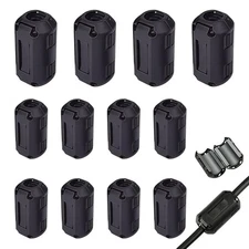 12 Pcs Ferrite Ring Core EMI Noise Suppressor Clip-On Filter (3.5mm/5mm/7mm),