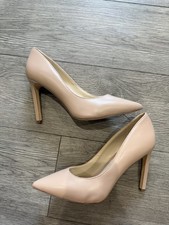 Nine West Leather 4inch Stiletto Pointy Toe Dress Pumps, Natural, Size 9 W