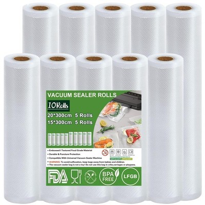 Lebensmittel Vakuumbeutel, 5 Rollen 15x300cm + 5 Rollen 20x300cm