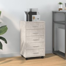 Cassettiera con Ruote Grigio Cemento in Legno truciolato