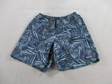 Patagonia Baggies Shorts Mens Small Blue Palm Print Swim Trunks Nylon Quick Dry