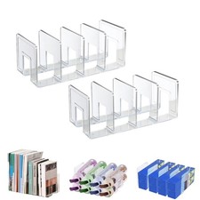 Clear Acrylic File Sorter, Sturdy Desk File Organizer Shelf Book Holder Purse...