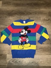 Youth Disney 100 Mickey Mouse Sweater Size Medium Striped Knit Multicolor