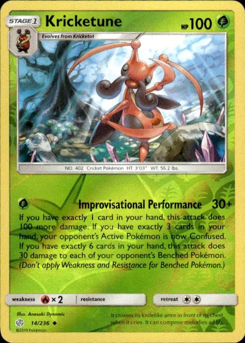 Pokemon Reverse Holo Kricketune SM - Cosmic Eclipse 14/236 LP